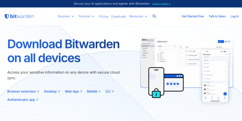 Bitwarden download page screenshot