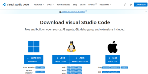 VS Code download page screenshot