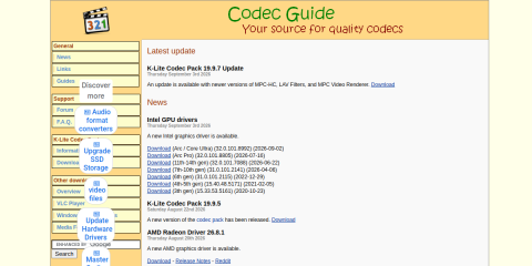 K-Lite Codec Pack website screenshot