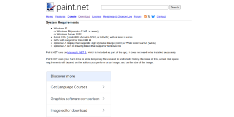 Paint.NET download page screenshot