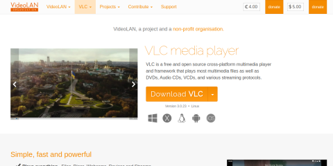 VLC media player page screenshot