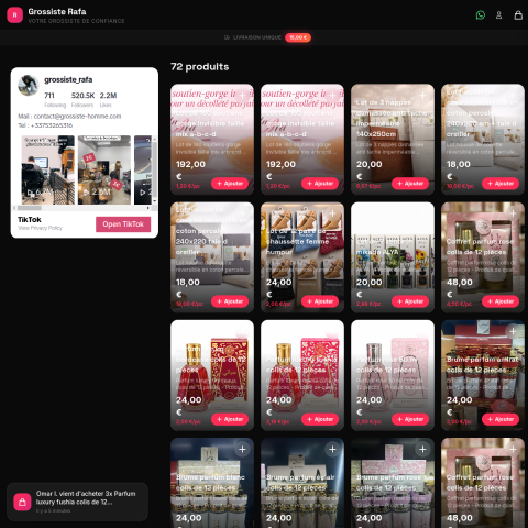 Aperçu du site Grossiste Rafa