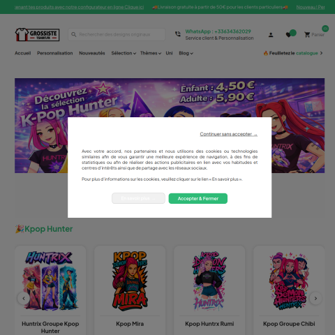 Aperçu du site Grossiste T-Shirt