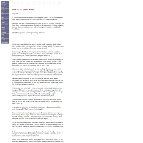 How to Do Great Work