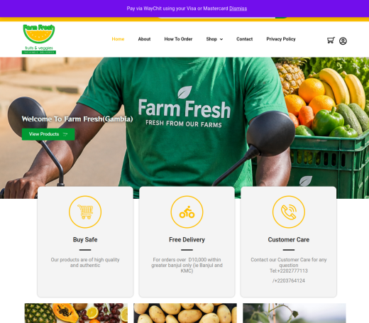 Mobile preview of Farm Fresh Gambia website