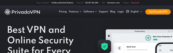 PrivadoVPN screenshot