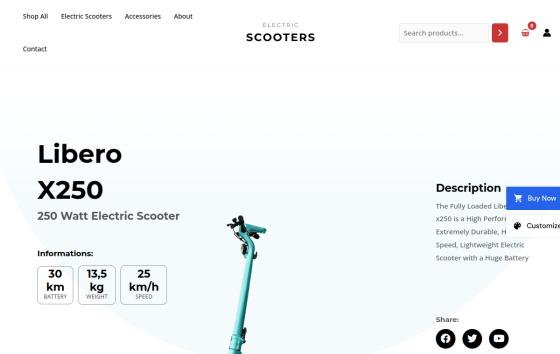 Electric Scooter — Electronics & Gadgets eCommerce website design preview