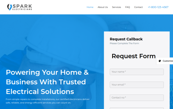Electrician — Home & Repair Services Automotive & Trade Services website design preview