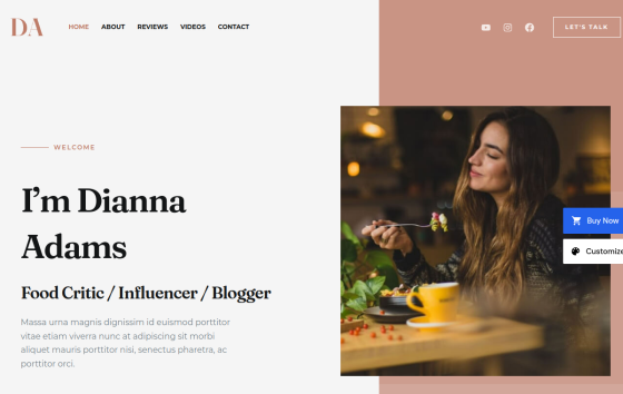 Food Blogger Influencer — Recipe & Food Blogs Blog website design preview