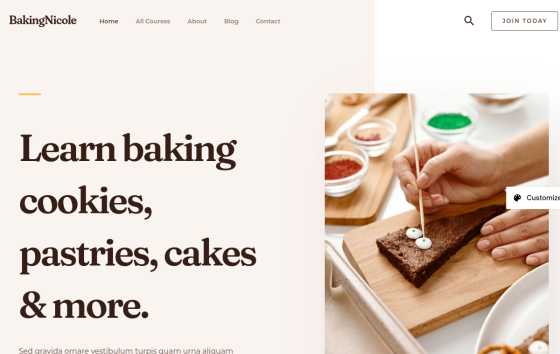 Learn Baking — Online Courses & Mentoring Education website design preview