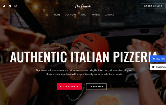The Pizzeria — Fine Dining & Bistro Restaurant website design preview