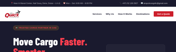 Air Quick Cargo website screenshot