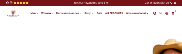 Lart of Leather website screenshot