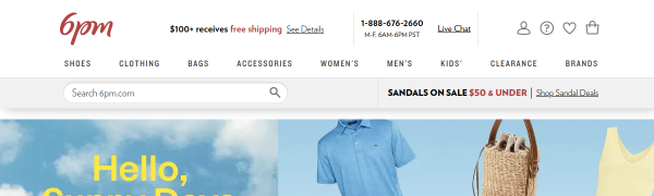 6pm website screenshot