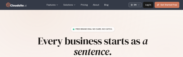 Screenshot of CloudSite.ai website