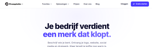 Screenshot of PromptSite.nl website
