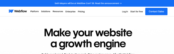 Screenshot of Webflow website