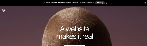Screenshot of Squarespace website