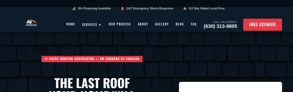 AJ Roofing website preview
