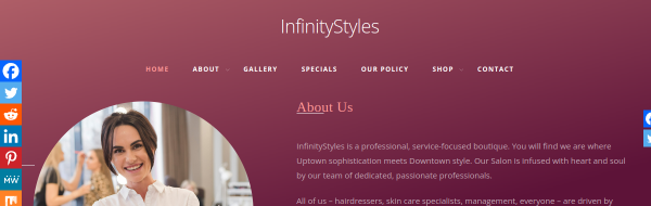 InfinityStyles Salon & Day Spa website preview