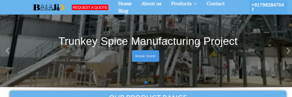 Balaji Machinery website screenshot