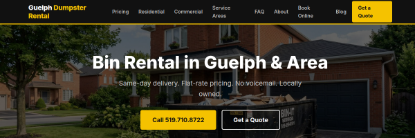 Guelph Dumpster Rental website