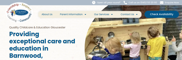 All My Friends Childcare website preview