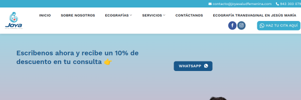 Diseño de página web profesional en Lima para joya salud femenina