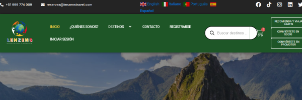 Diseño de página web profesional en Lima para lenzen travel