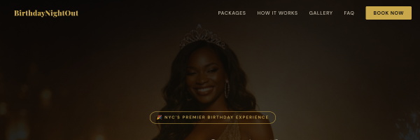 Birthday Night Out website preview
