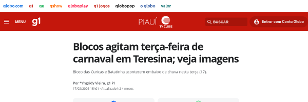 Cobertura do Carnaval 2026