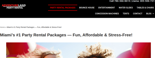 Snapshot of adventurelandpartyrentals.com