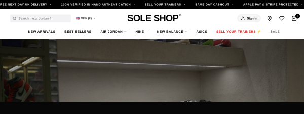 SoleShop® | Authentic Deadstock Sneakers & Exclusive Drops Website Design