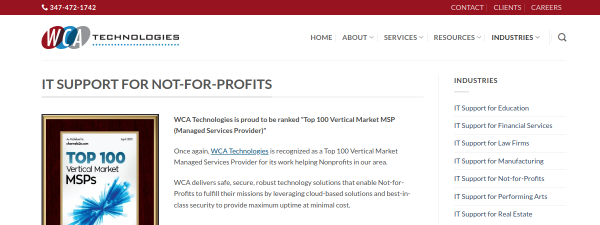 Snapshot of wcatech.com