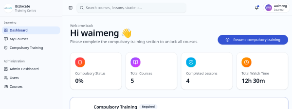 Bizlocate Training Centre LMS preview