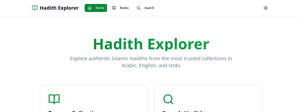 Screenshot of Hadith Explorer