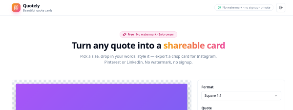Screenshot of Quotely