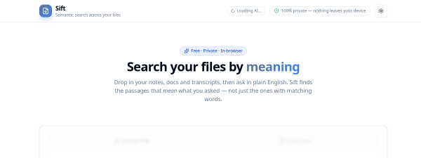 Screenshot of Sift