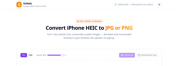 Screenshot of Unheic