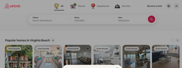 Airbnb website preview