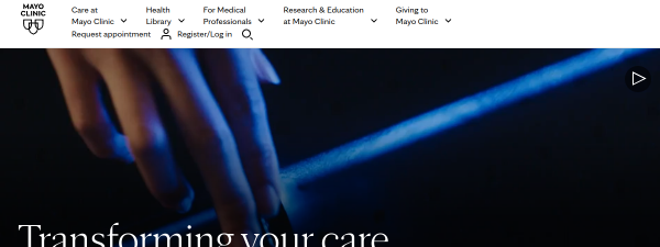 Mayo Clinic website preview