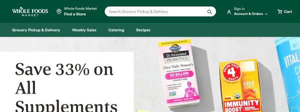 Whole Foods website preview