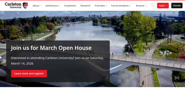 Landing page preview for Carleton University