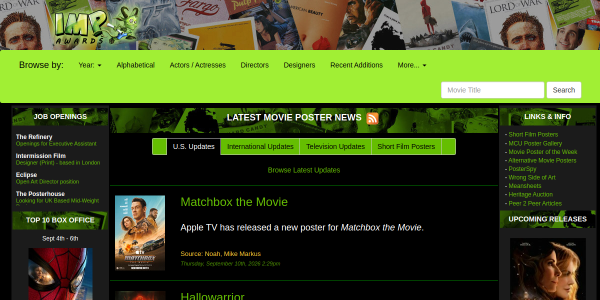 prévia do site Internet Movie Poster Awards