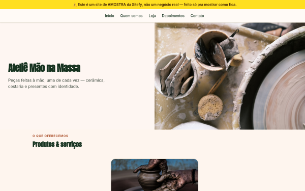 Prévia do site de exemplo: Artesanato