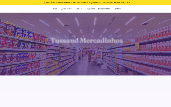 Prévia do site de exemplo: Mercadinho