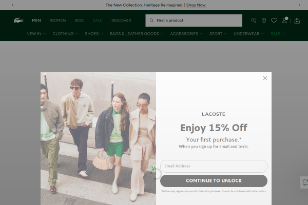 Lacoste official website