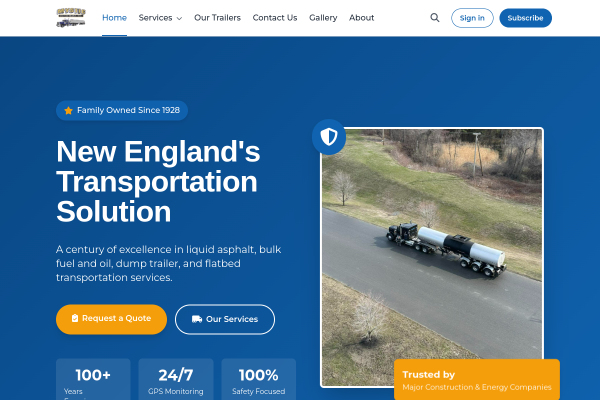 Mystic Motor Transportation Website Preview
