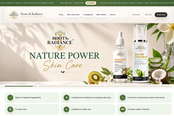 Roots and Radiance Live Website Preview