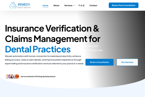 Remedy Dental Actual Website Screenshot